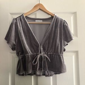 velvet tie front top